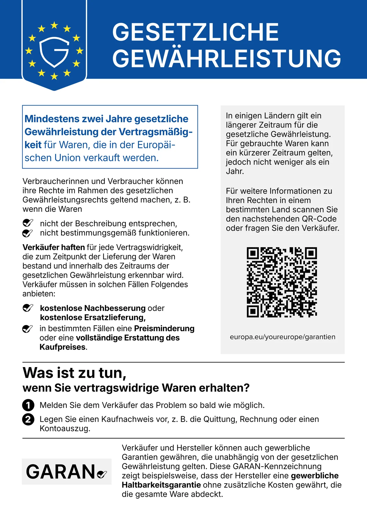 EU-Hinweis zur gesetzlichen Gewährleistung